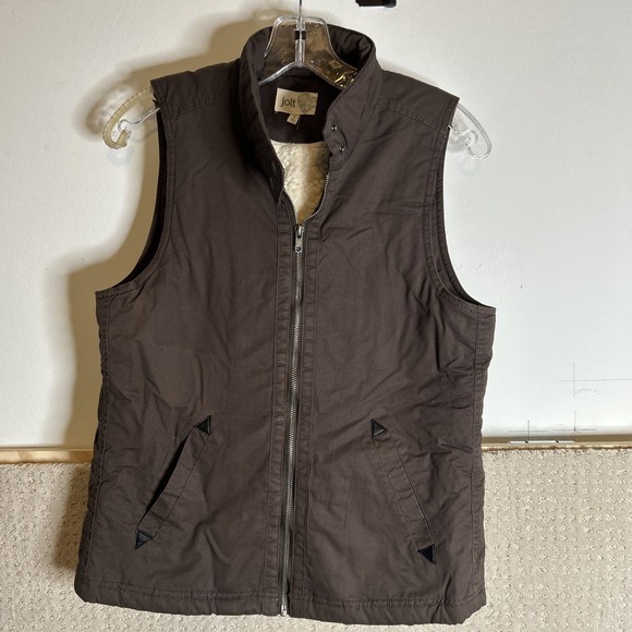 Jolt Jackets & Blazers - Jolt  Fleece Lined Vest Brown Sz S